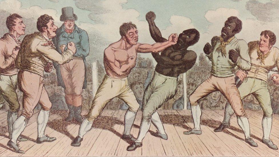 Tom Cribb (left) fighting Tom Molineaux