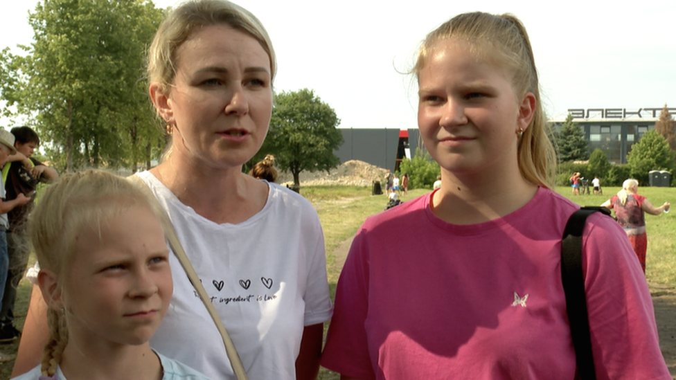 Woman and two daughters in Pskov