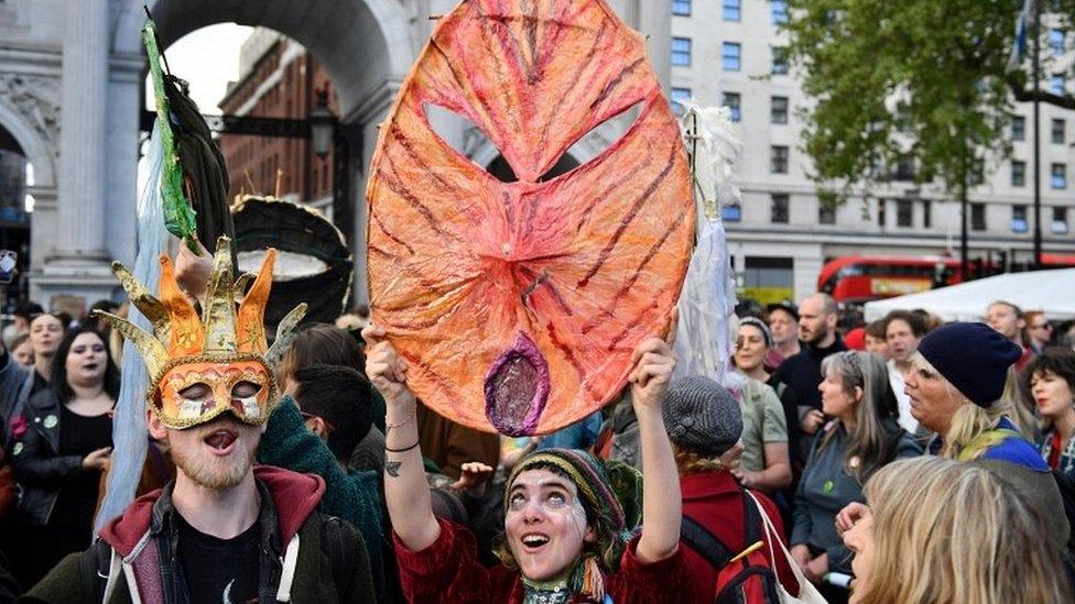 Extinction Rebellion protesters at Marble Arch