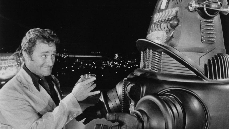 Dick Miller toasting a robot in Hollywood Boulevard