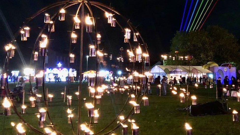 laser show in fire garden