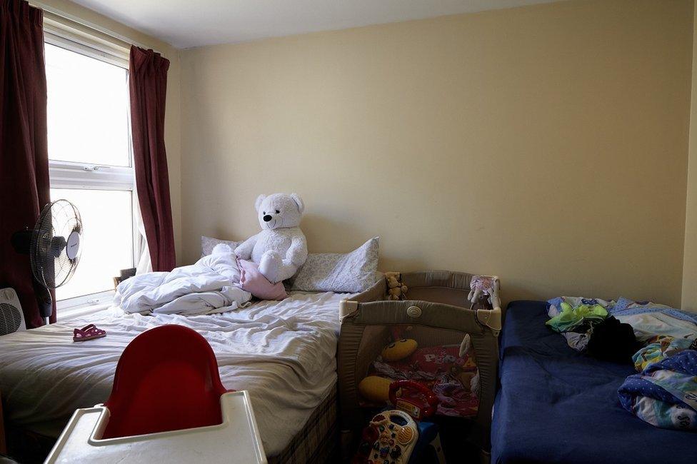 The bedroom of six-year-old Ali and his baby sister Fatima