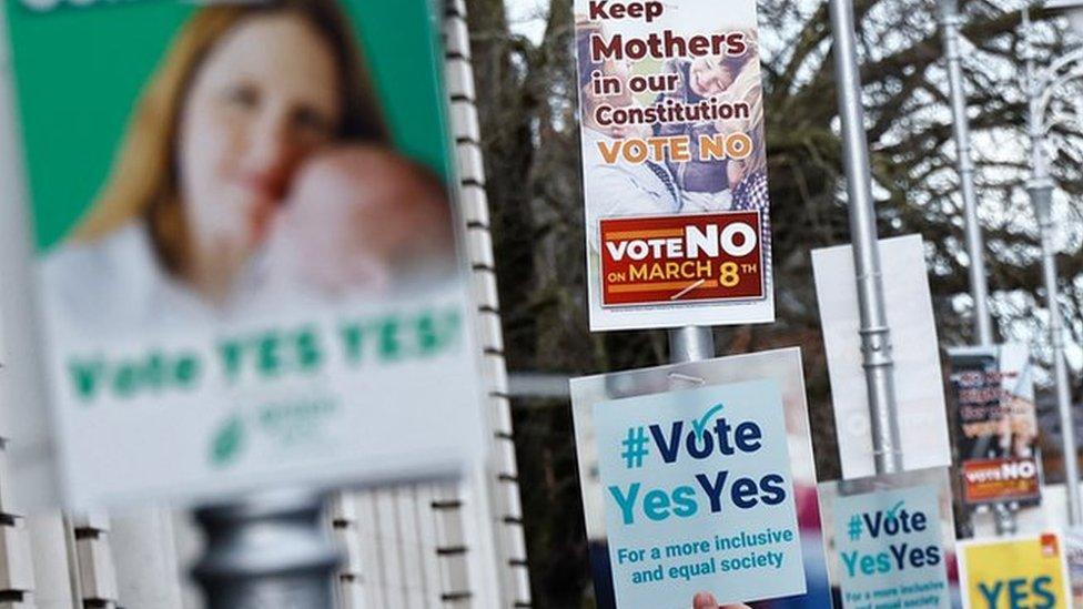 Signage for the referendum in Dublin