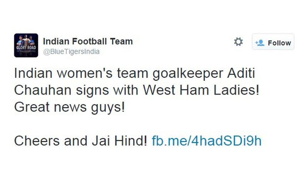 Indian women's team goalkeeper Aditi Chauhan signs with West Ham Ladies!