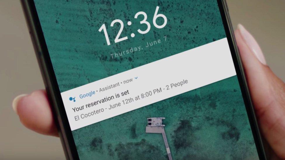 The Google Assistant alerts the user to the reservation being made