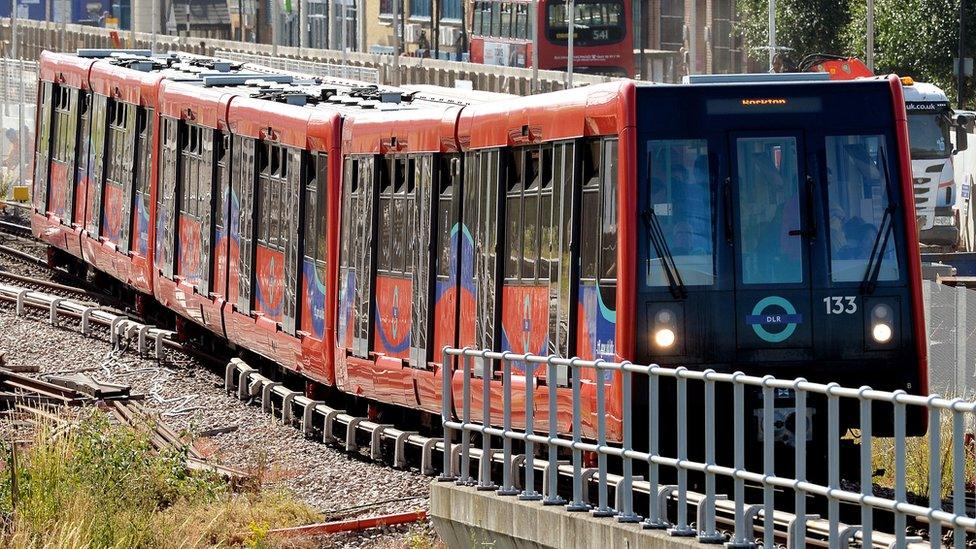 Docklands Light Railway train in Beckton