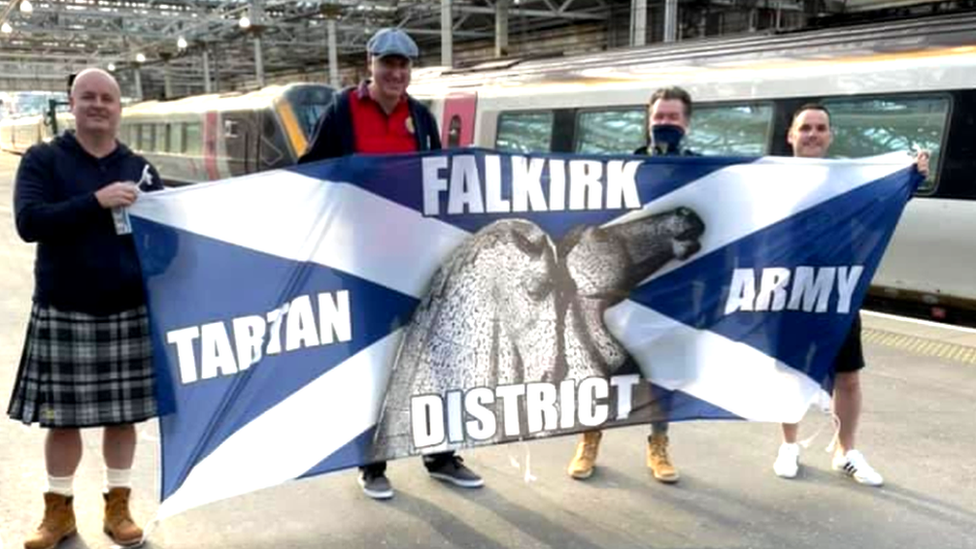 Scotland fans from Falkirk were among the first to leave Glasgow on Thursday morning