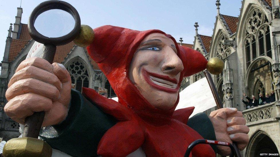 A huge puppet of a medieval jester