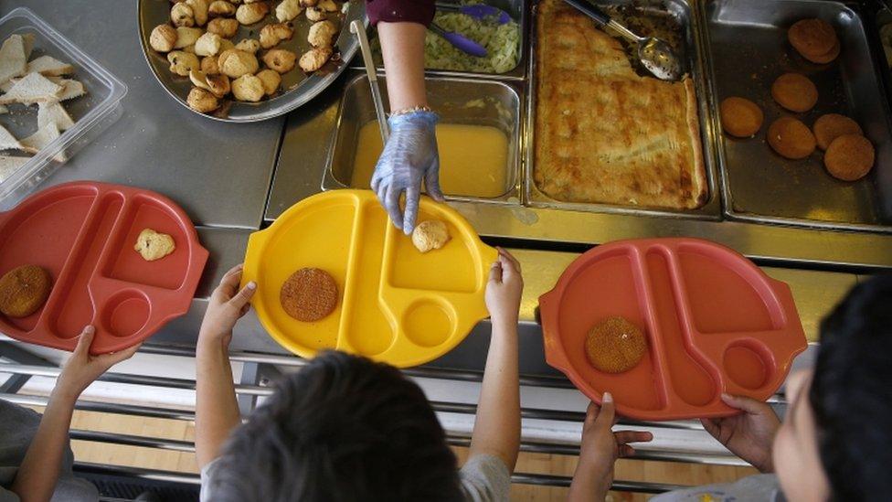 Children with school dinners