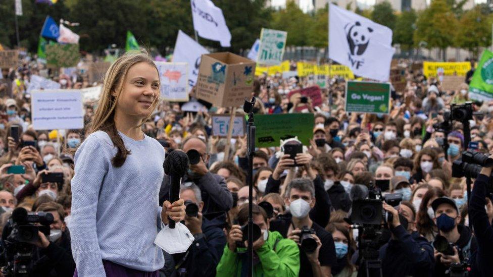 Greta Thunberg at a protest