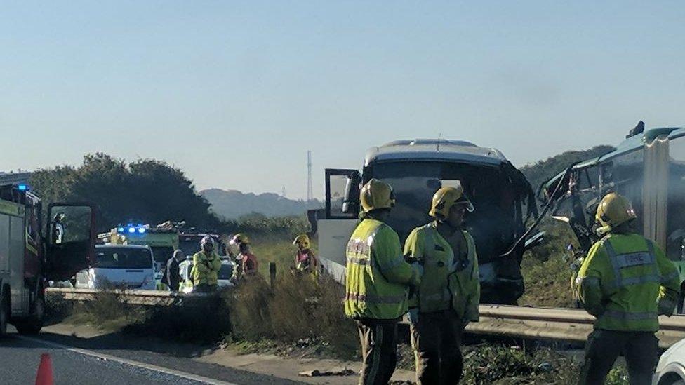 Scene of accident on A47