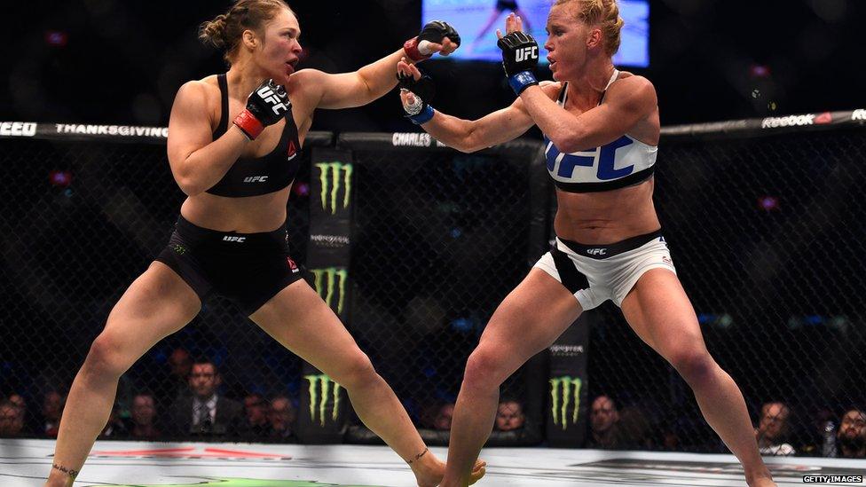 Ronda Rousey (left) was defeated by Holly Holm at UFC 193