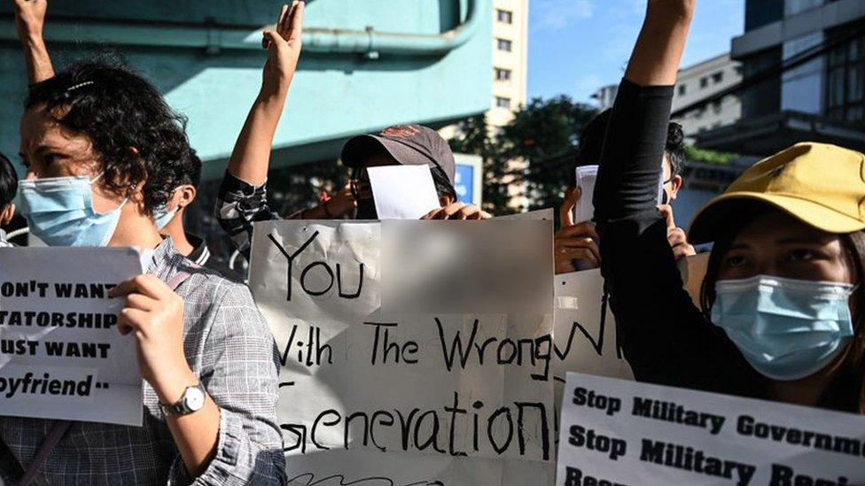 "You [expletive] with the wrong generation" read one sign, suggesting that these young protesters won't accept the coup