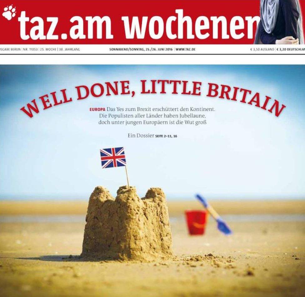 German newspaper Taz front page