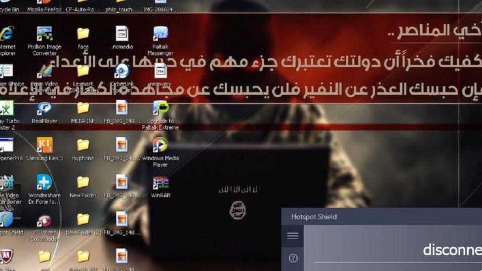 Munir Mohammed's laptop depicting an online jihadi