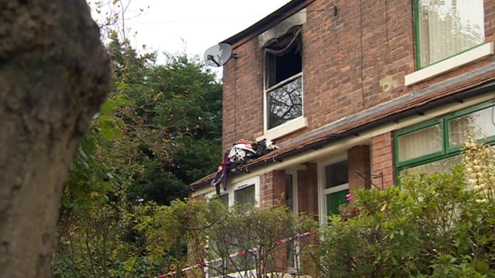 Fire-damaged window