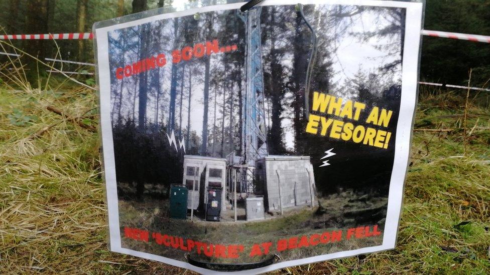 A poster campaigning against the phone mast proposed for Beacon Fell