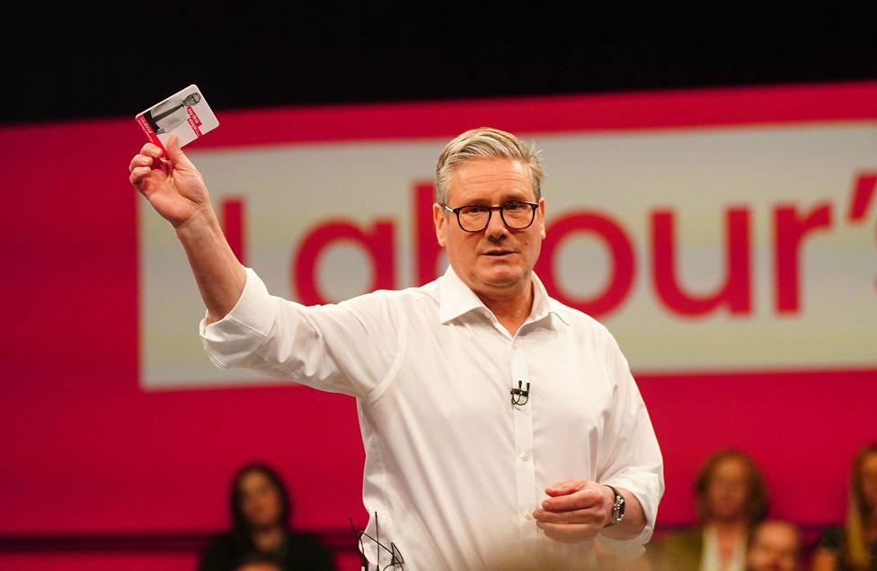 Labour Party leader Sir Keir Starmer speaks during his visit to the Backstage Centre, Purfleet, for the launch of Labour's doorstep offer to voters, 16 May 2024