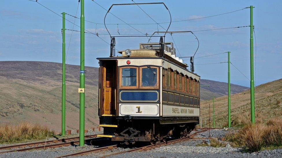 Electric railway tram on Snaefell line