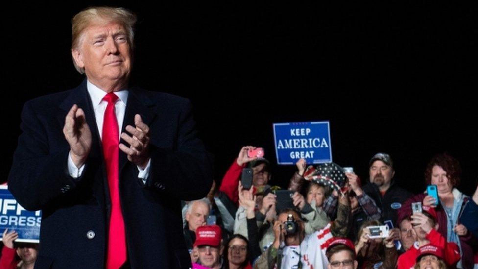 US President Donald Trump at a rally in Mosinee, Wisconsin, 24 October 2018