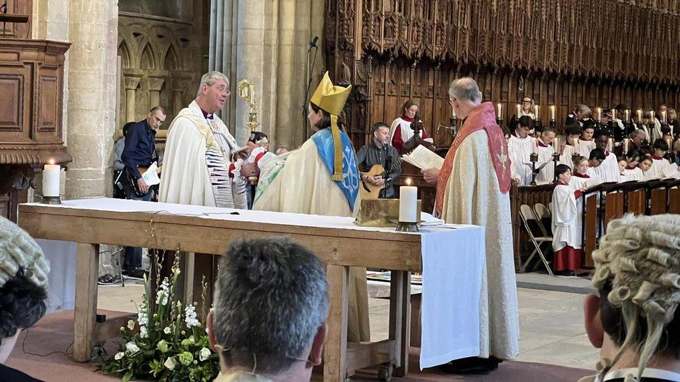 Bishop Debbie being installed at Peterborough Cathedral