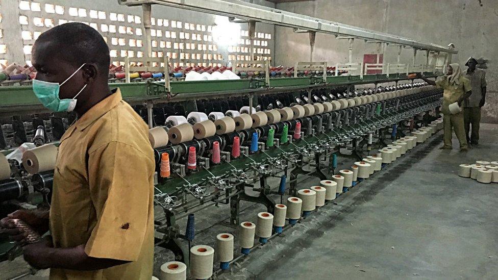 Workers in a textile factory