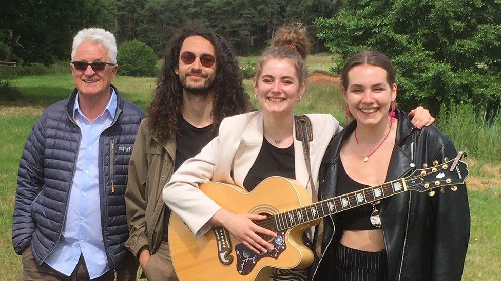 Melvin Benn with Inigo Ayestaran, Charlie Simpson and Megan Simpson of Three Years Younger