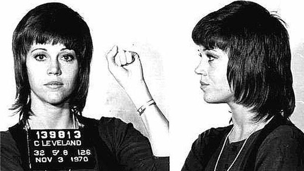 Jane Fonda's famous mug shot from 1970