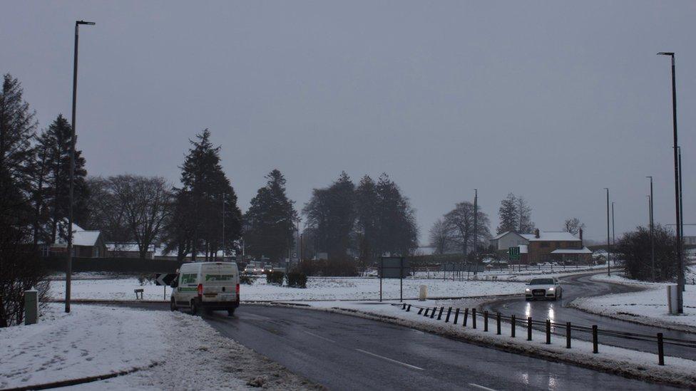 Ballygawley roundabout in the snow