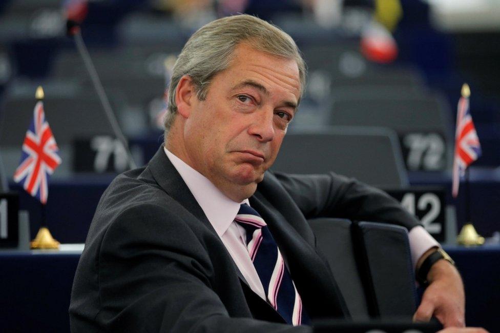 Nigel Farage waits for the start of a debate on at the European Parliament in Strasbourg, France, 26 October 2016