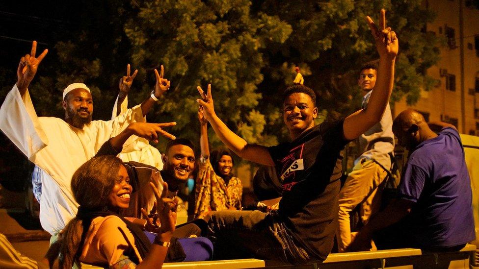 Demonstrators in Khartoum, 13 April