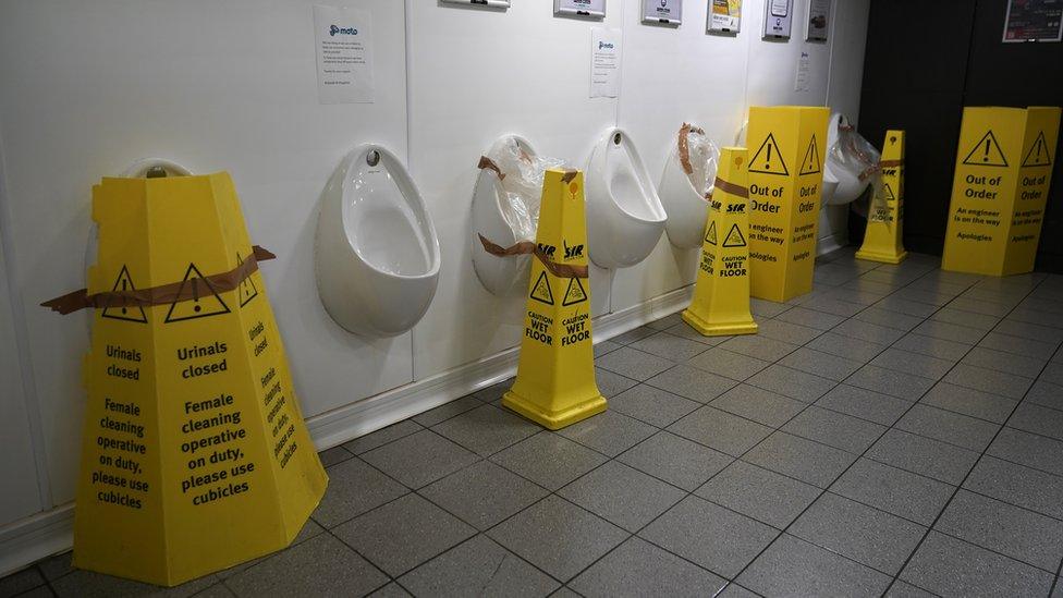 Urinals taped up