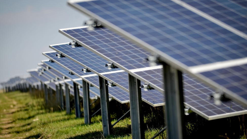 Solar panels in a field