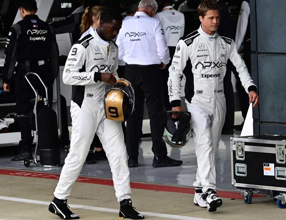 Brad Pitt and Damson Idris at Silverstone