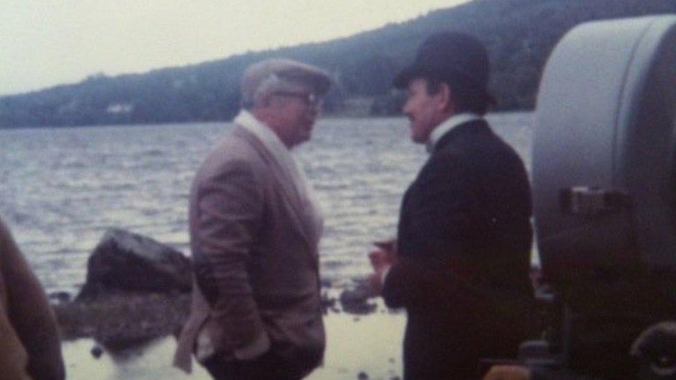 Billy Wilder, left, and cast member on the shores of Loch Ness in 1969