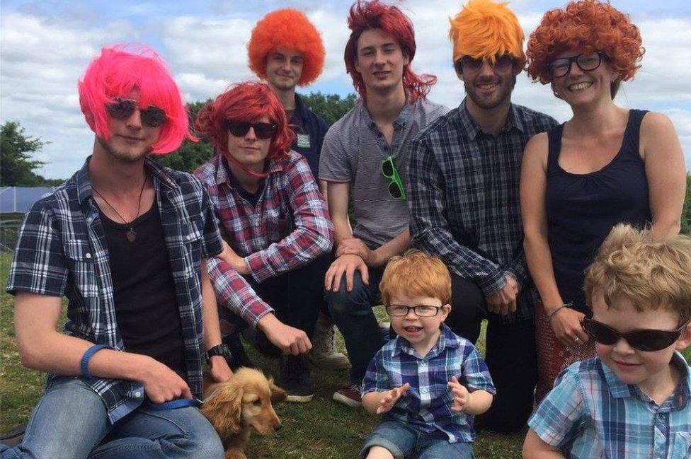 Students, staff and children dressed up as Ed Sheeran