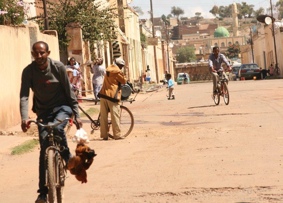 Cyclists in Asmara, Eritrea