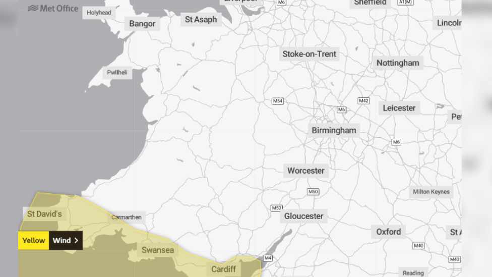 Weather map of Wales