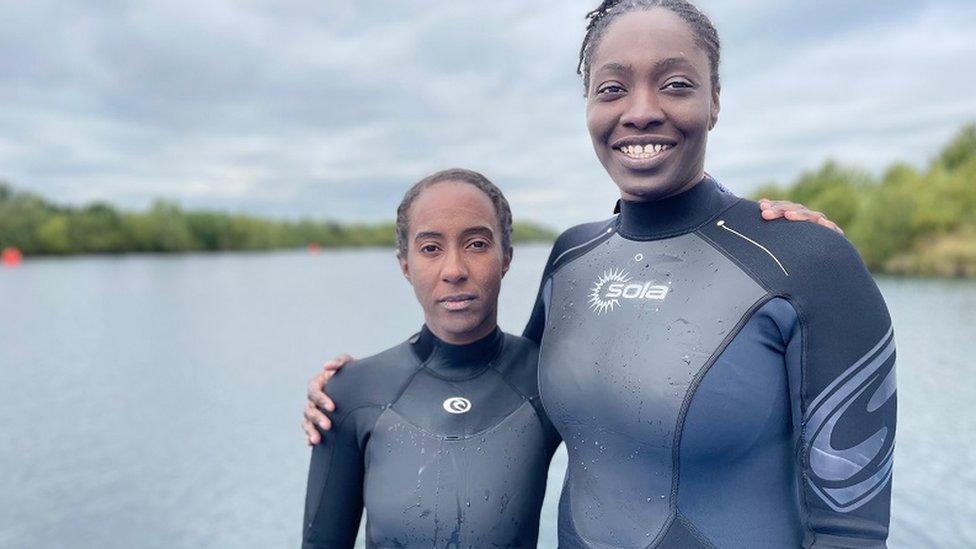 Annalize Butler and Subira Dalila at Cliff Lakes Aqua Park