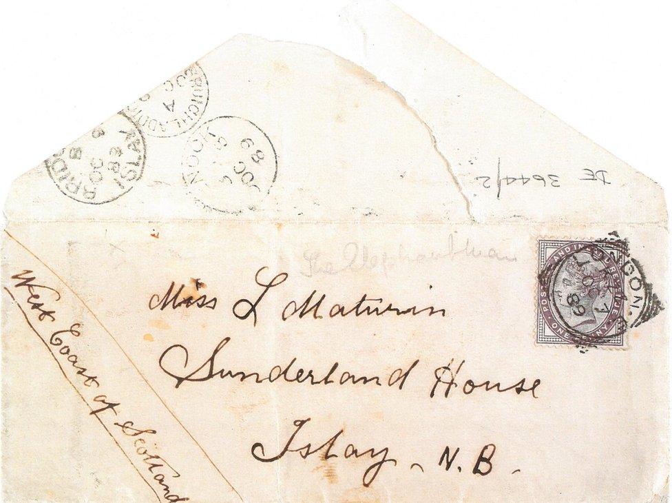 Envelope of letter written by Joseph Merrick