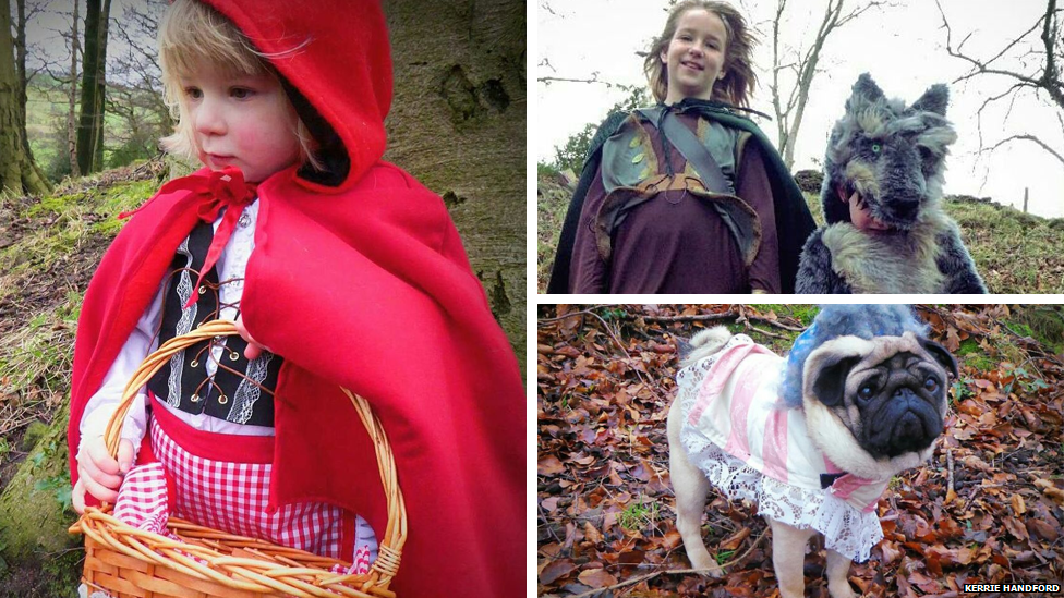 children dressed up as Red Riding Hood characters for World Book Day