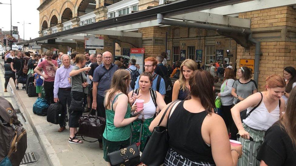 Queues at York station