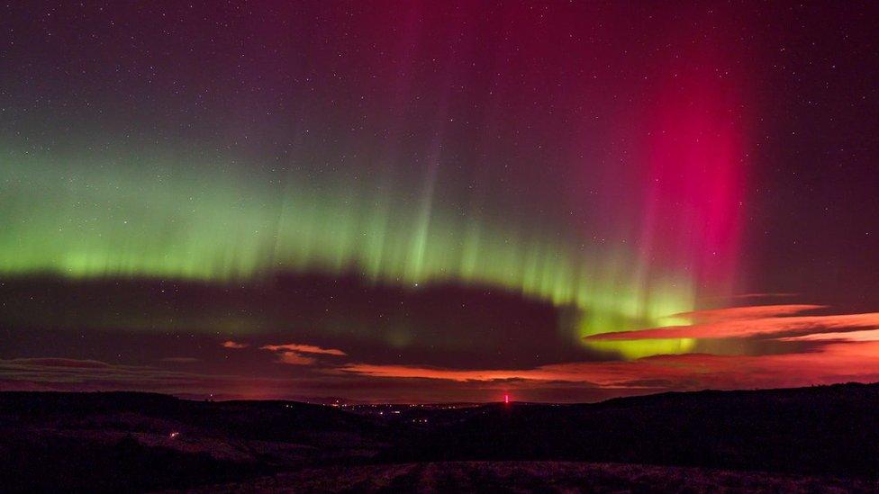 Northern lights from a hill near Drumnadrochit looking north east towards the Black Isle