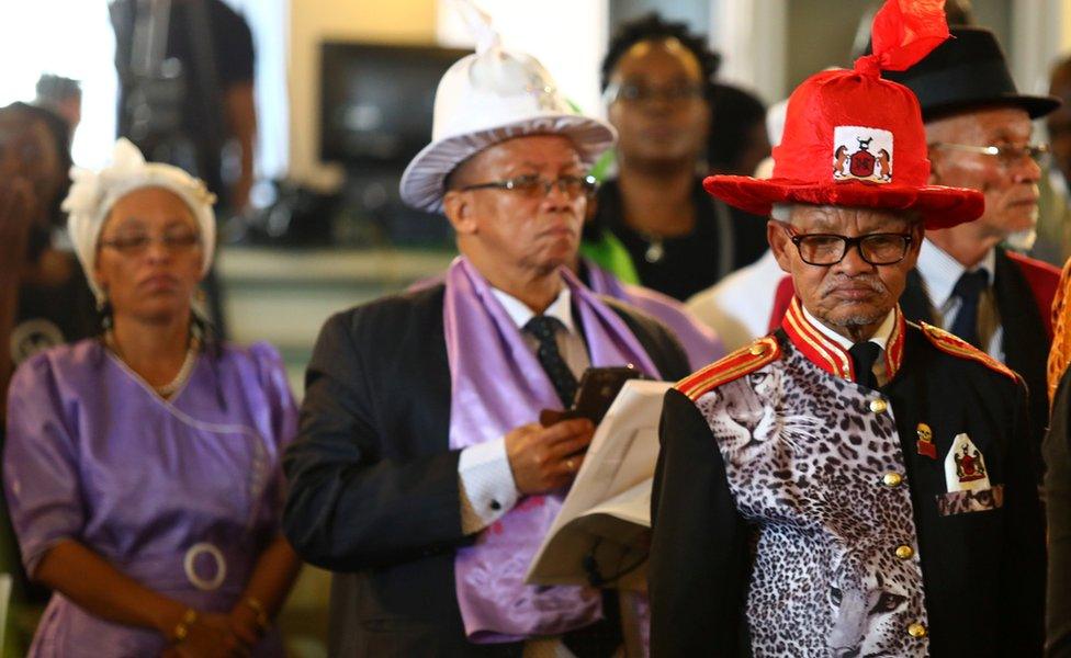 Members of Namibia's delegation at a service to return human remains in Berlin, Germany - Wednesday 29 August 2018