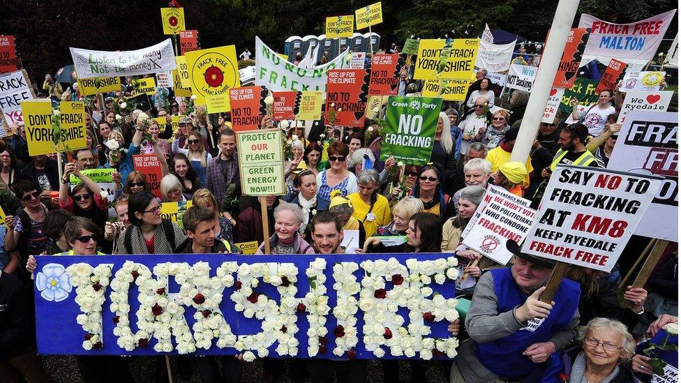 A crowd of protesters outside the meeting in Northallerton