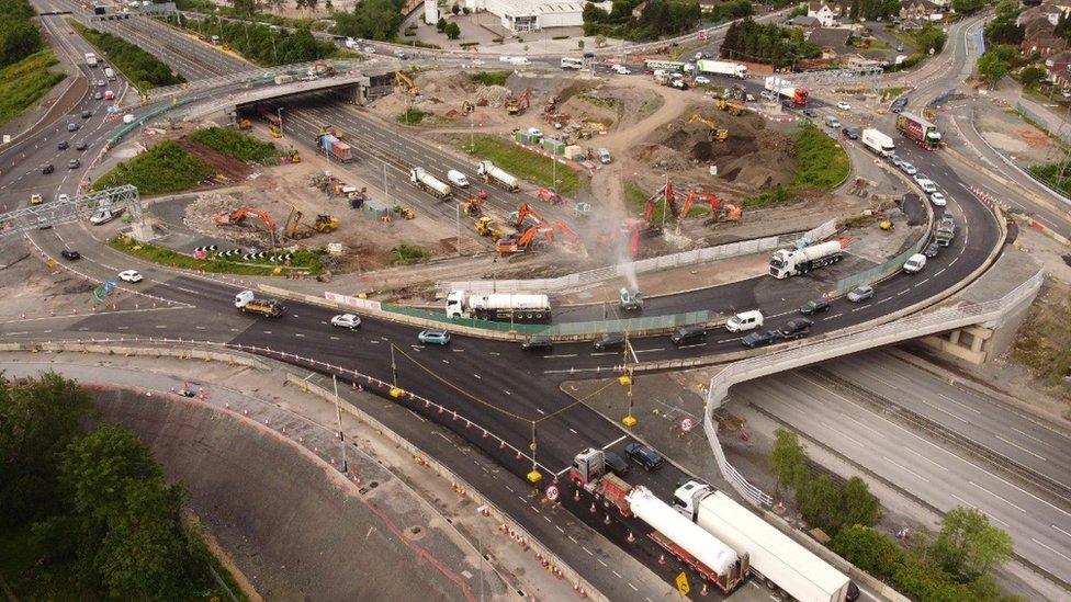 Aerial view of junction 10 of M6