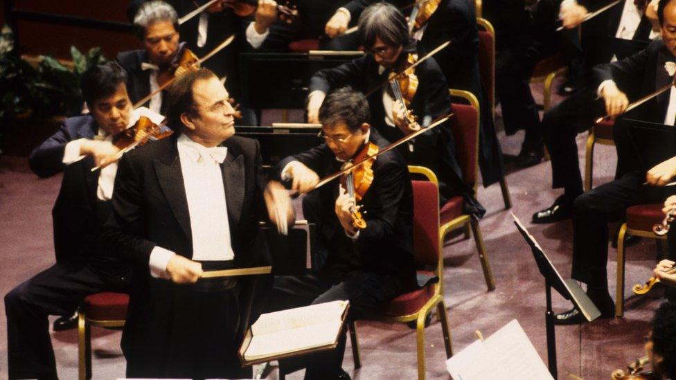 Picture shows Charles Dutoit conducting the NHK Orchestra.