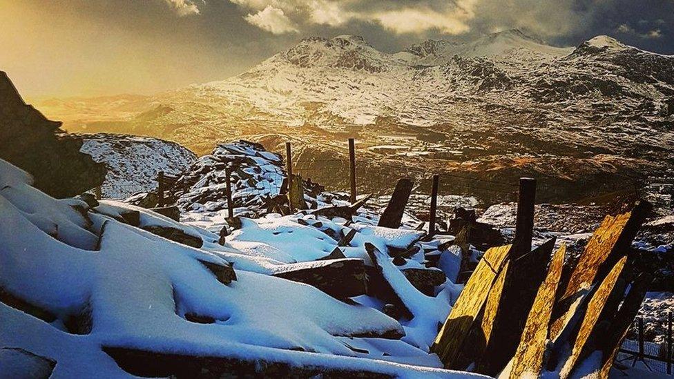 Snow on the Snowdonia mountains near Blaenau Ffestiniog by Helen Macnibbler