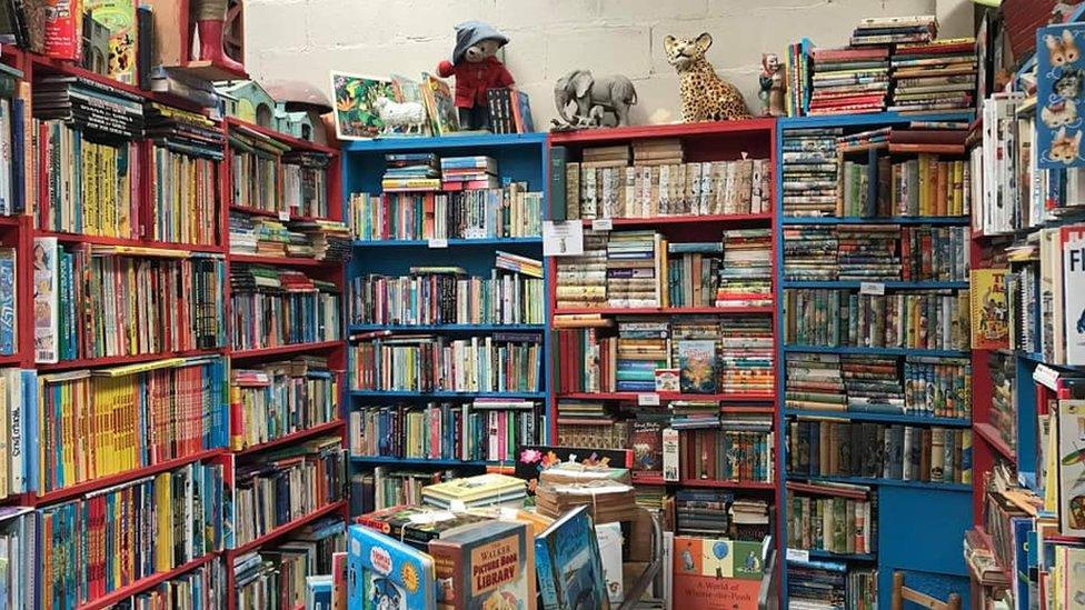 Shelves of second hand books