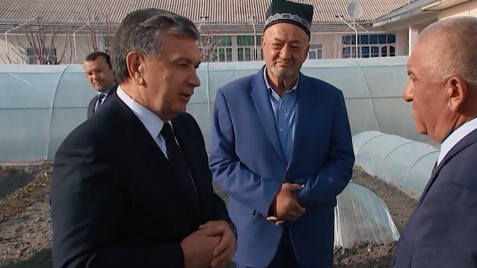 Shavkat Mirziyoyev (left)